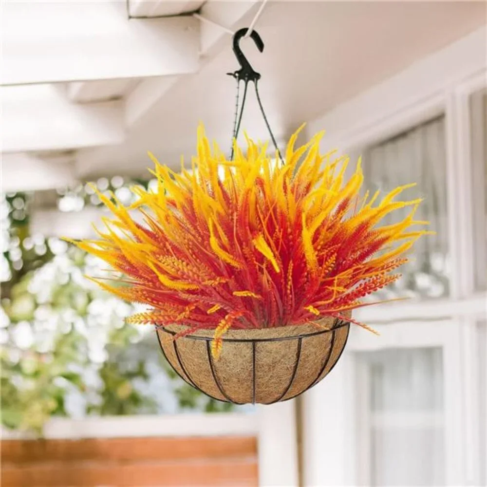 10 Bundles Artificial Fall Flowers for Outdoors Fake Plants UV Resistant Plastic